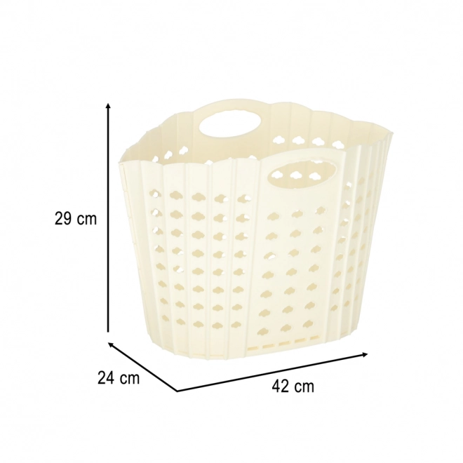 Opvouwbare crèmekleurige wasmand