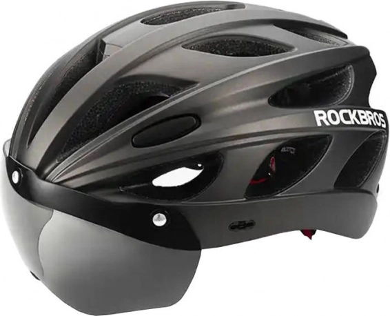 Rockbros fietshelm met bril zwart