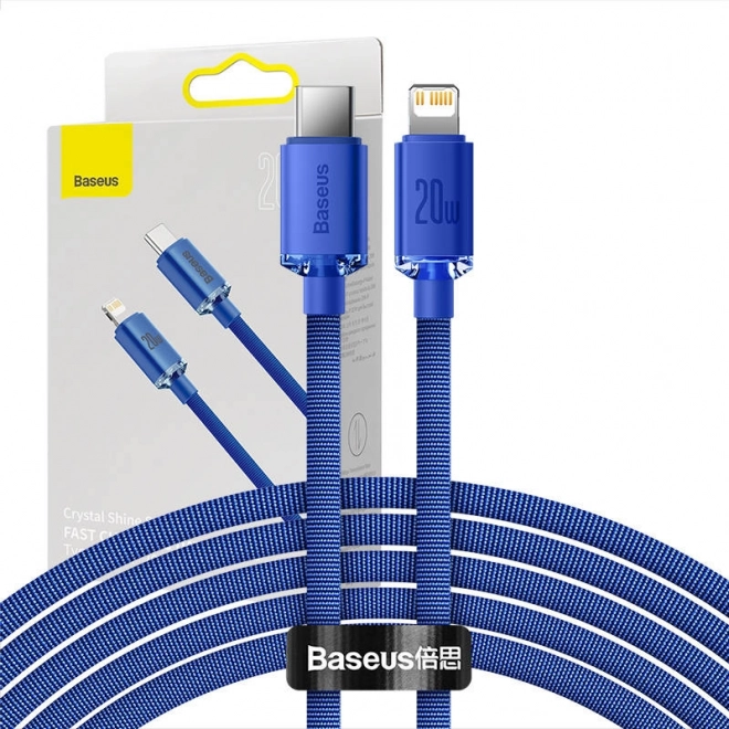 Baseus Crystal Shine kabel USB-C naar Lightning 20W PD 2m blauw