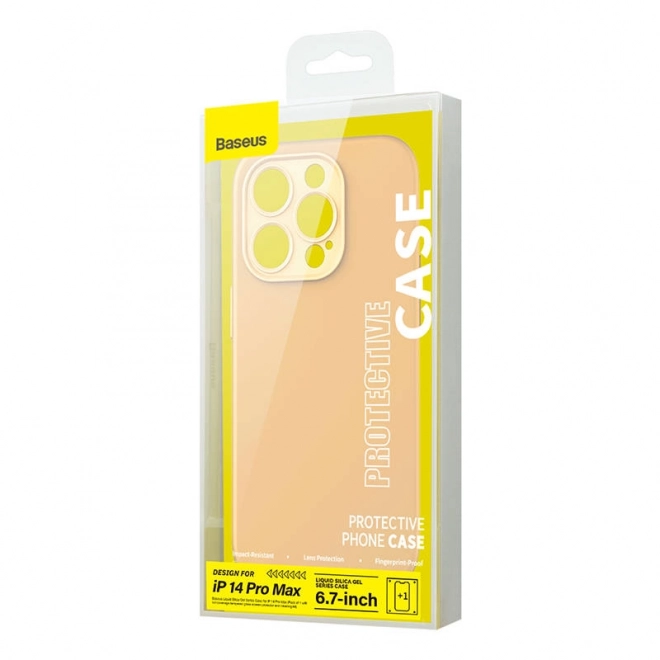 Baseus Vloeibare Silica Gel hoesje voor iPhone 14 geel met gehard glas en reinigingsset – 14 Pro Max