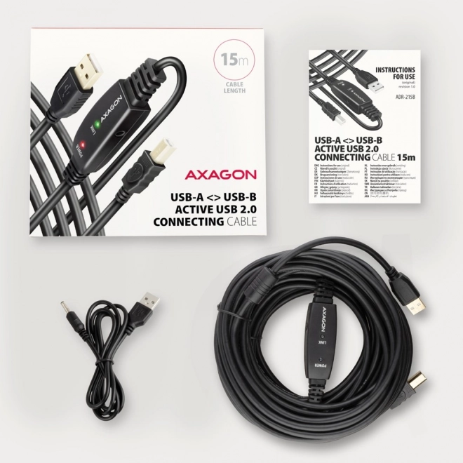 ADR-215B USB 2.0 A-M -> B-M actieve verbindingskabel/versterker 15 m