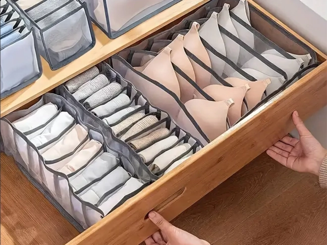 Organizer voor ondergoed voor lade met 6 vakken