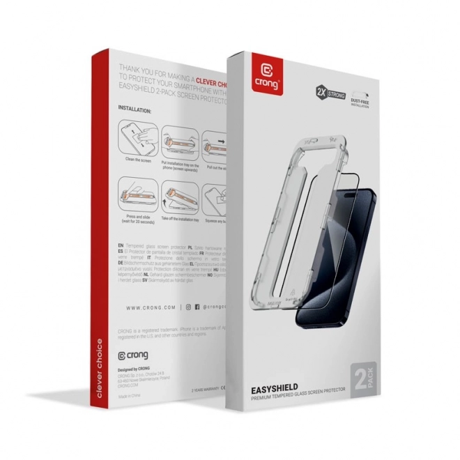 EasyShield 2-pack gehard glas voor iPhone 16 / iPhone 15