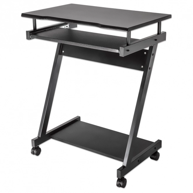 Compact modern computerbureau met uitschuifbaar blad en wieltjes