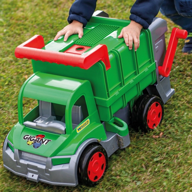 Wader functionele vuilniswagen 65 cm groen set met container van plastic