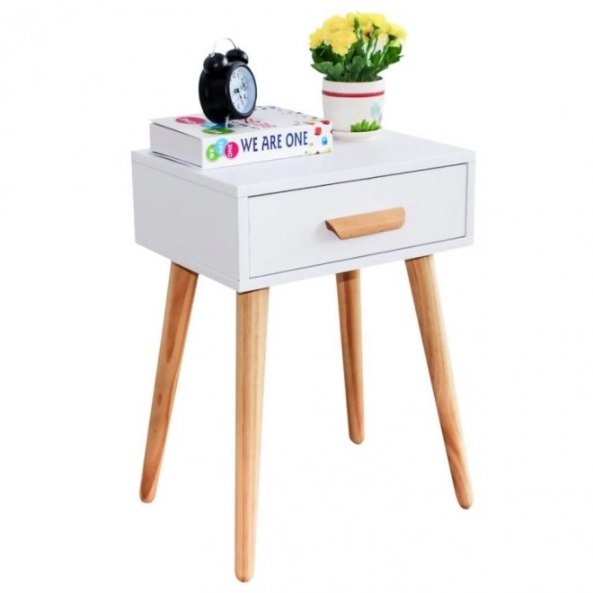 Moderne nachtkastje, witte salontafel