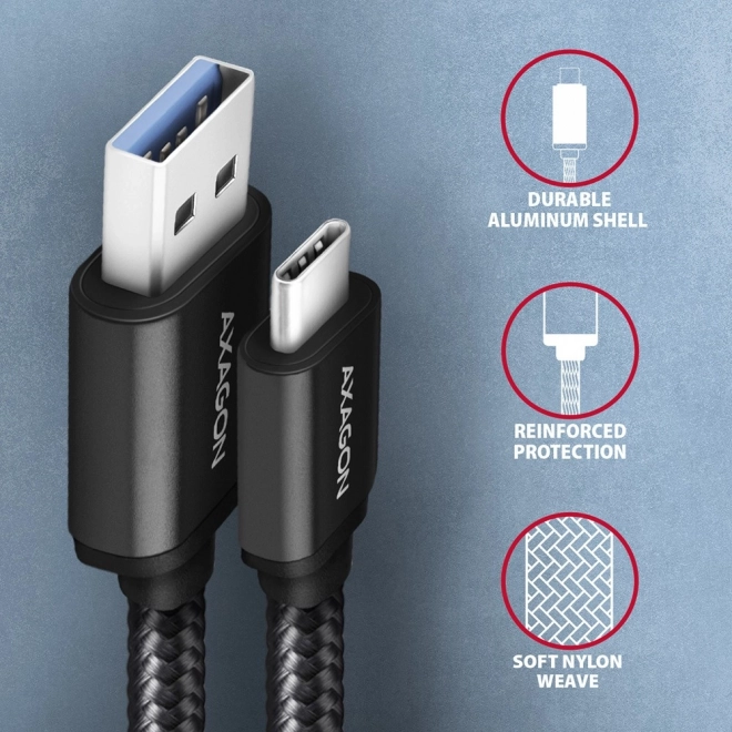 Kabel USB-C naar USB-A 1,5 m USB 3.2 Gen 1 3A ALU gevlochten