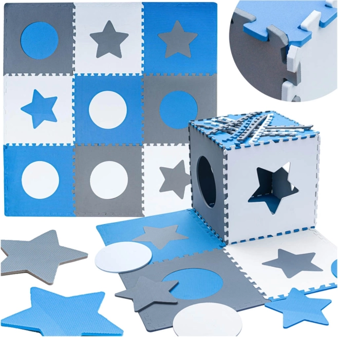 Schuim puzzel-speelmat voor kinderen grijs-blauw 60 × 60 cm, 9 delen