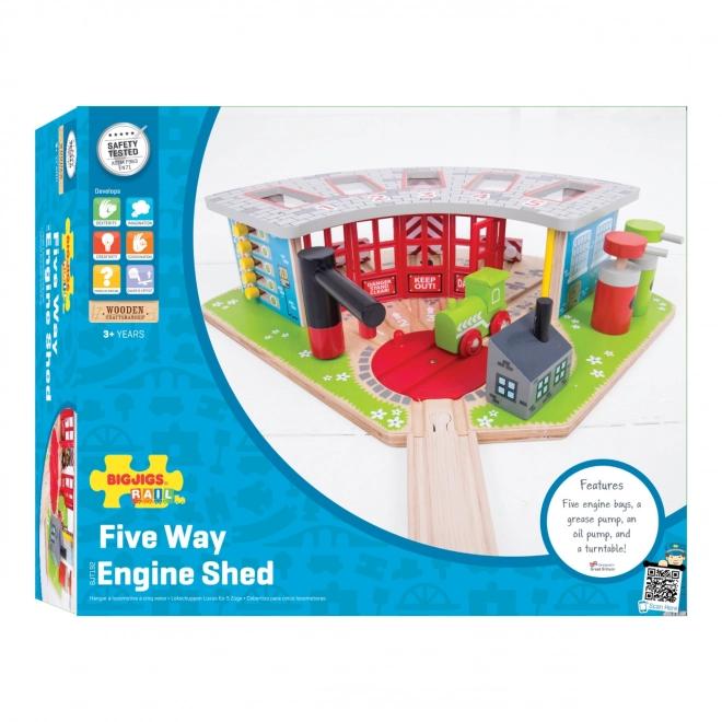 Bigjigs Rail Exclusieve Depot voor 5 Treinen