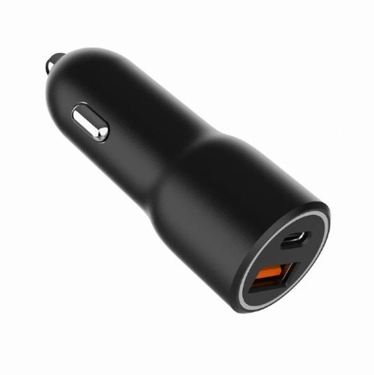 Snelle zwarte USB-A/USB-C autolader 38W PD
