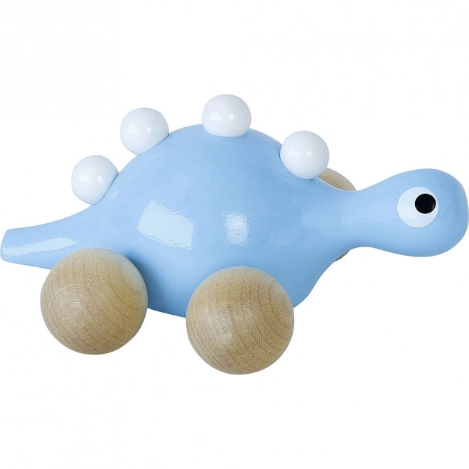 Houten dinosaurus op wieltjes Blauw