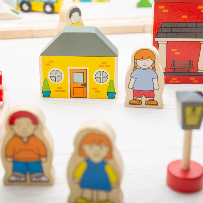 Bigjigs Rail Houten Treinset stad en dorp 101 stukken