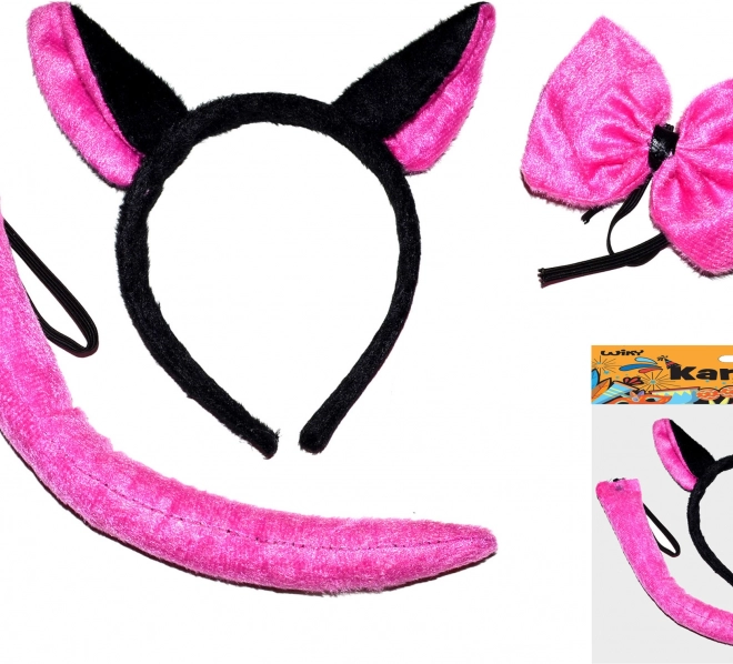 Carnavalsset kat – oren, strikje en staart
