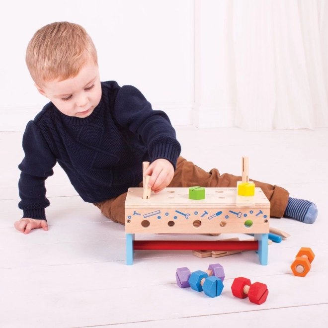 Houten werkbank en gereedschapskist 2-in-1 Bigjigs Toys