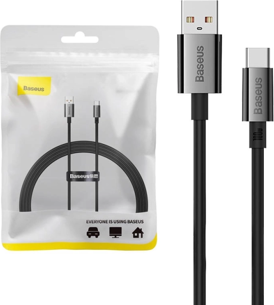 oplaad- en datakabel USB‑C BASEUS Superior met display 100 W 1,5 m zwart