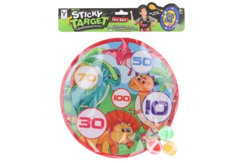 Klittenband-dartbord met 3 balletjes DINO, 27,5 cm