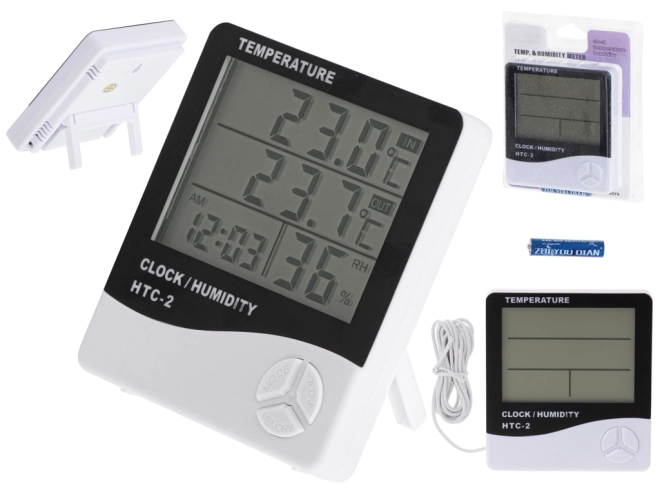 5v1 thermometer, hygrometer en klok HTC