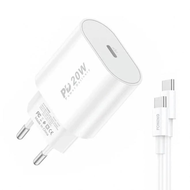 Snellader Foneng 1x USB EU39 + USB type C kabel