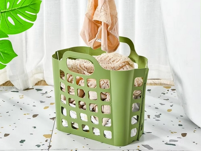 Inklapbare plastic boodschappenmand en wasmand