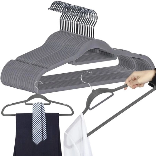 Set van 20 grijze fluwelen hangers Ruhhy