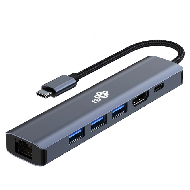 HUB USB-C adapter 6v1 - HDMI, 3x USB, PD, RJ-45
