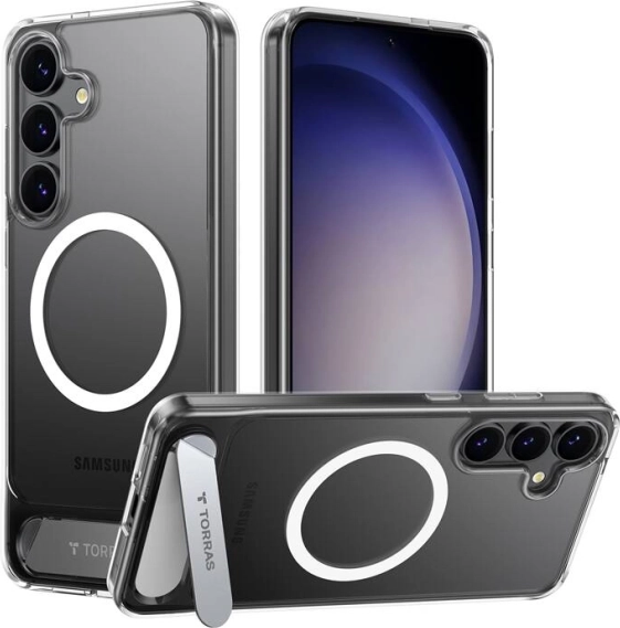 Transparante magnetische hoes TORRAS Pstand met standaard voor SAMSUNG S25+