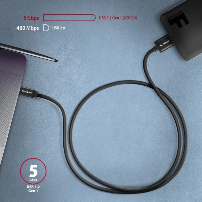 Kabel Micro-B USB naar USB-C 3.2 Gen 1 1m 3A ALU PVC