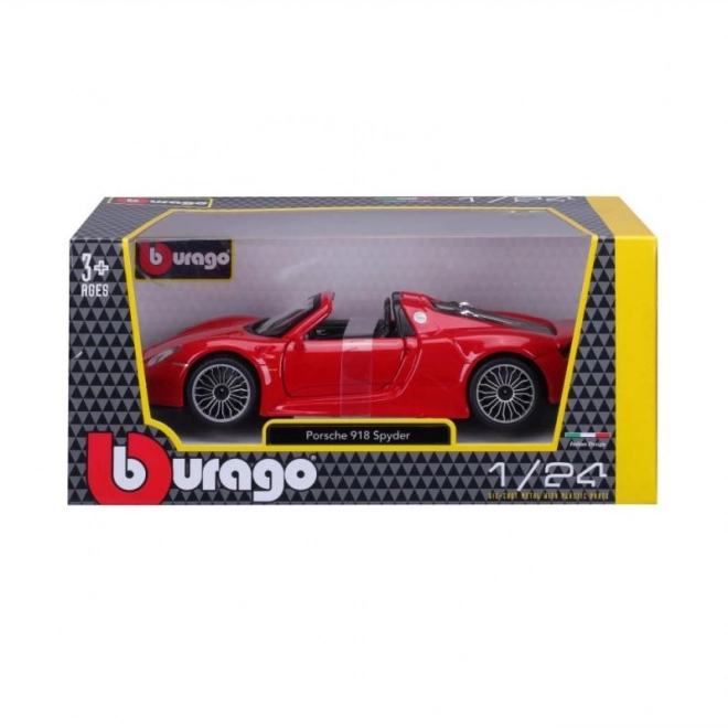 Bburago Porsche 918 Spyder rood model 1:24