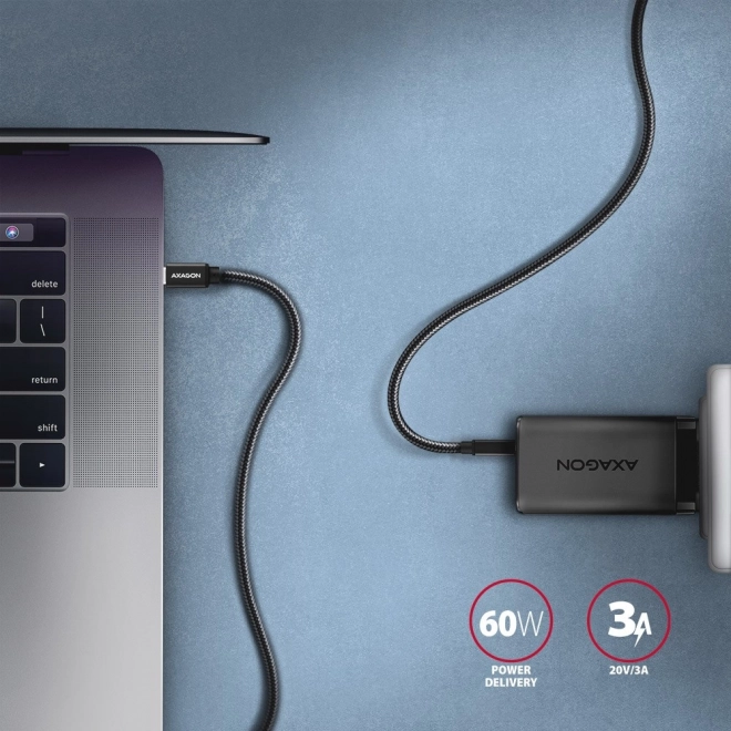 Kabel USB-C naar USB-C 3m, Power Delivery 60W, flexibele gevlochten