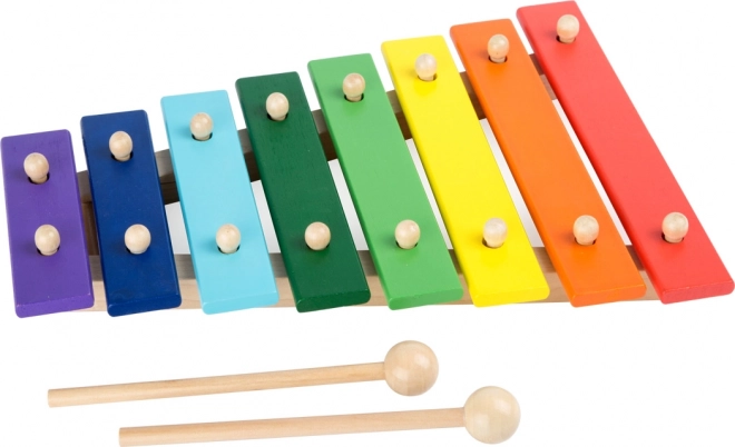 Mobiele houten xylofoon gekleurd voor kinderen