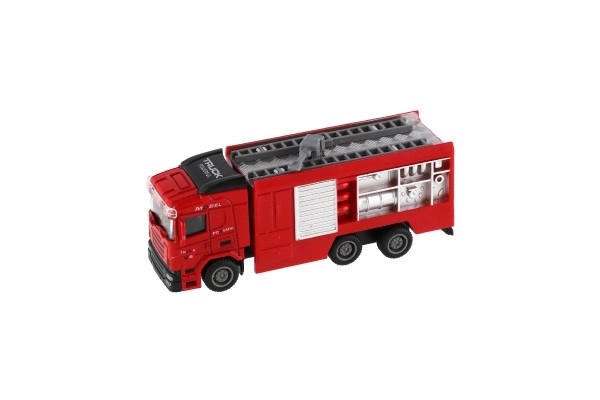 Brandweerauto plastic 13-16cm met terugtrekmotor 3 soorten 12 stuks in doos