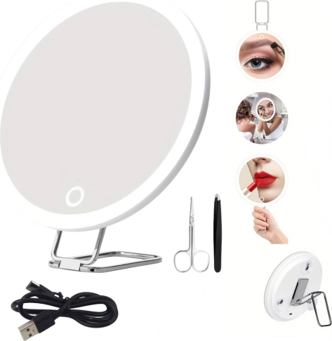 Vergrotende make-upspiegel 30× met LED-verlichting en accessoires