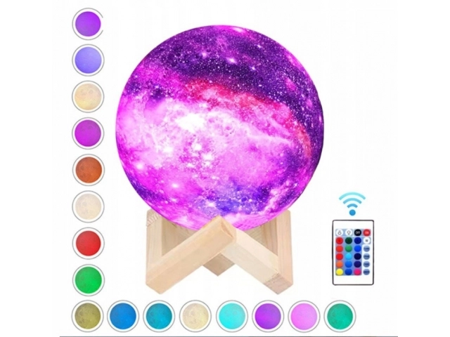 Nachtlamp GALAXY 3D met gekleurd RGB-verlichting + afstandsbediening
