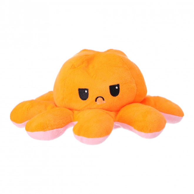 Tweezijdige knuffelinktvis 40 cm - oranje en roze