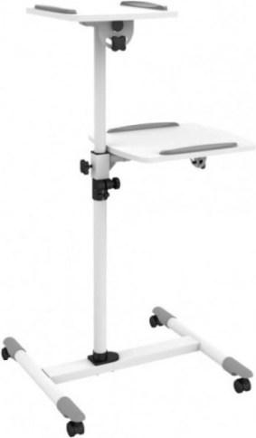 Mobiele hoge projectortafel met twee planken wit
