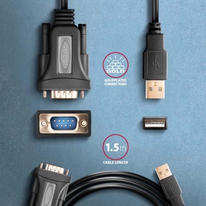 USB 2.0 naar RS-232 Adapter met seriële poort, 1,5m kabel, FTDI-chip