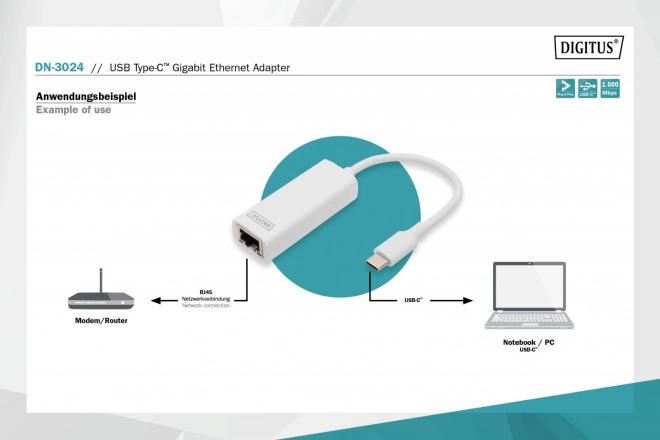 adapter USB-C naar Ethernet Gigabit