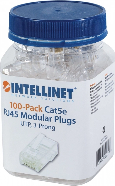 RJ45 UTP-connector voor massieve ader 8p8c categorie 5e, verpakking 100 stuks