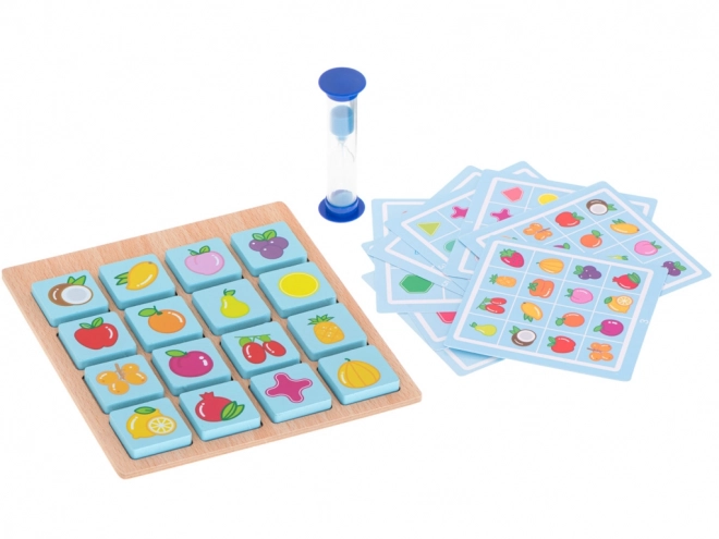 Houten puzzel memory spel fruit en vormen