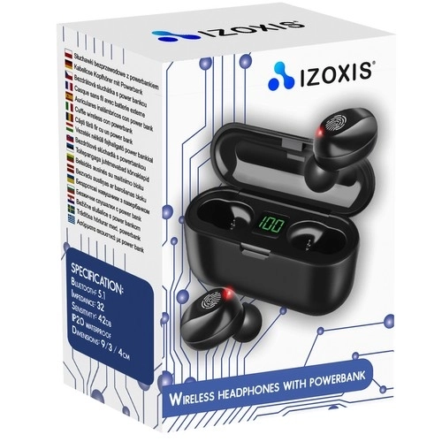 Bluetooth draadloze oordopjes - zwart + powerbank