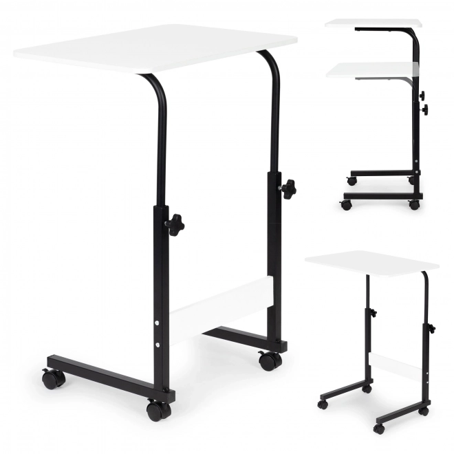 Laptoptafel op wielen, tafel bevestigd aan vouwstoel - wit