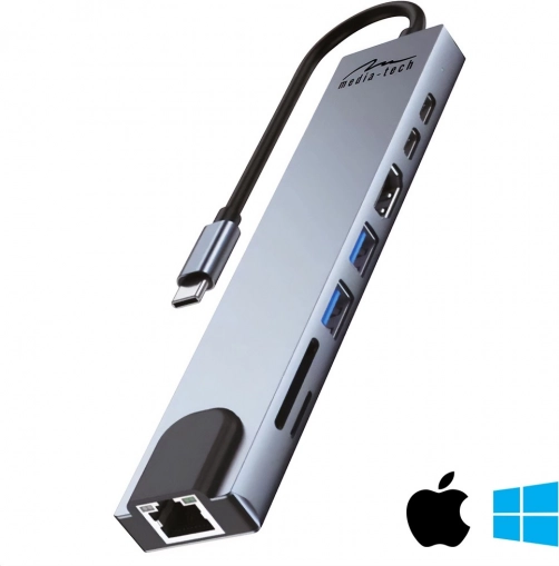 8-in-1 dockingstation met gigabit LAN en USB‑C PD