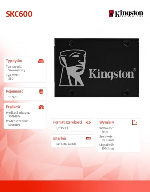 SSD Kingston KC600 1024GB SATA 3 2.5
