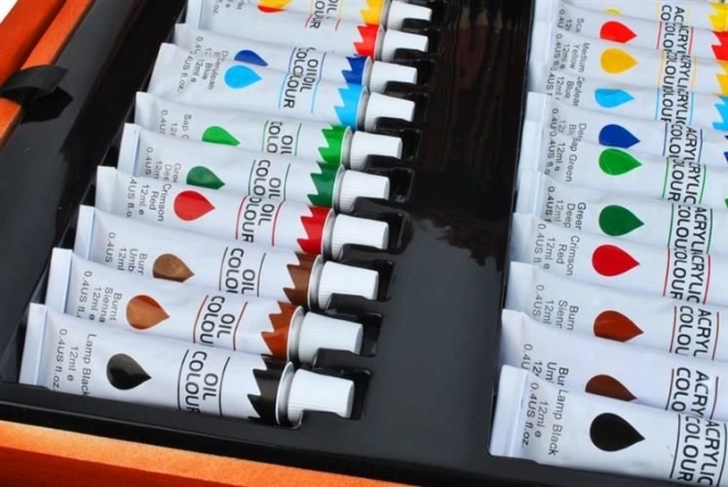 Grote set in houten koffertje voor kleine schilders 174 stuks