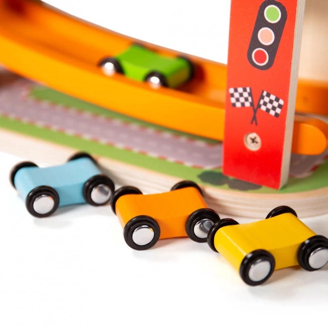 Houten racebaan voor auto's van Bigjigs Toys