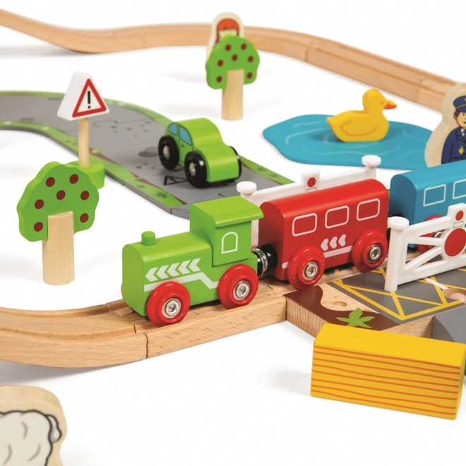 Bigjigs Rail Houten Treinbaan met Plattelandsweg 80 stuks