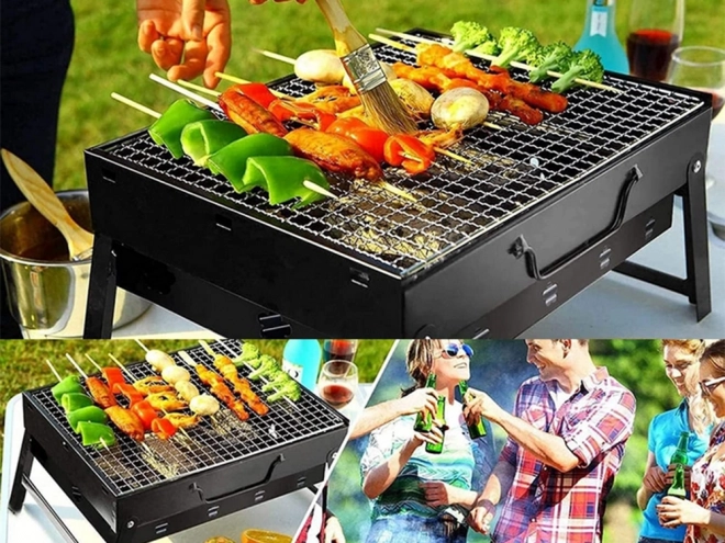 Draagbare inklapbare houtskoolbarbecue voor kamperen en BBQ