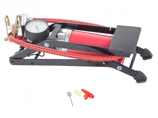Voetpomp met manometer + mondstukken
