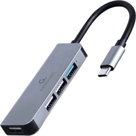 USB‑C-hub met 4 poorten, 3× USB 2.0 en 1× USB 3.1, aluminium uitvoering