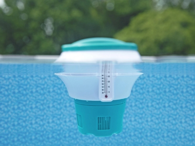 Vlotterende chemiedispenser voor zwembadwater met thermometer